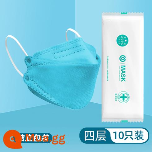 Tiêu chuẩn quốc gia Mặt nạ KN95 3d ba chiều bảo vệ bốn lớp dùng một lần giá trị cao nam và nữ lưới cá đỏ đen và trắng loại - Mặt nạ KN95 màu xanh lam (tổng cộng 10 chiếc [đóng gói riêng])