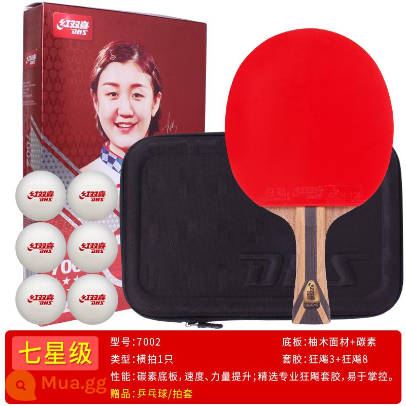 Red Double Happiness chính thức hàng đầu cửa hàng vợt bóng bàn cấp chuyên nghiệp vợt đơn 7 sao Vợt bóng bàn 7 sao cao cấp thành phẩm vợt - 1 vợt ngang H7002 (tặng bóng bàn + bọc vợt)