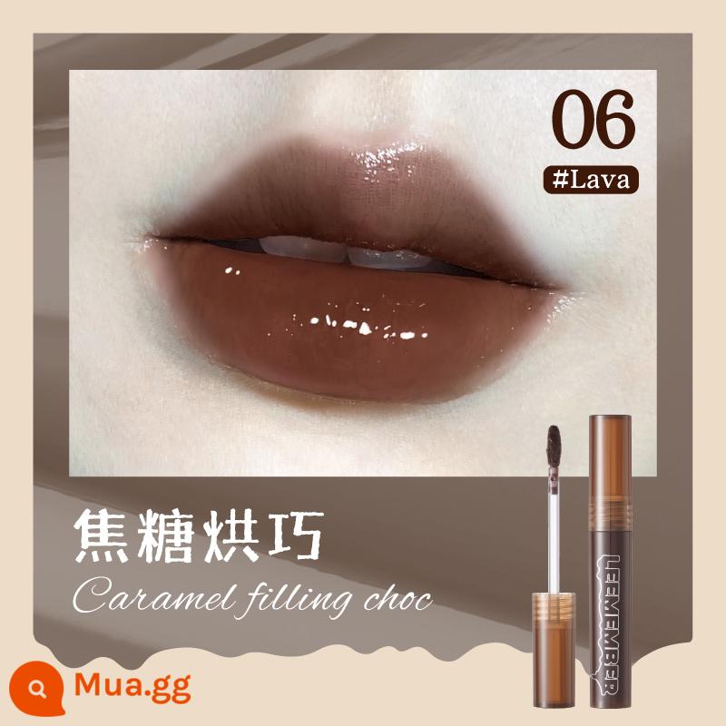 LEEMEMBER Li Meng Black Feather Solid Lip Gloss BL05 Hai đầu Lip Glaze Lipstick Deep Lip Primer Lip Mud nb01 - Son Bóng Mai 06 Caramen Nướng