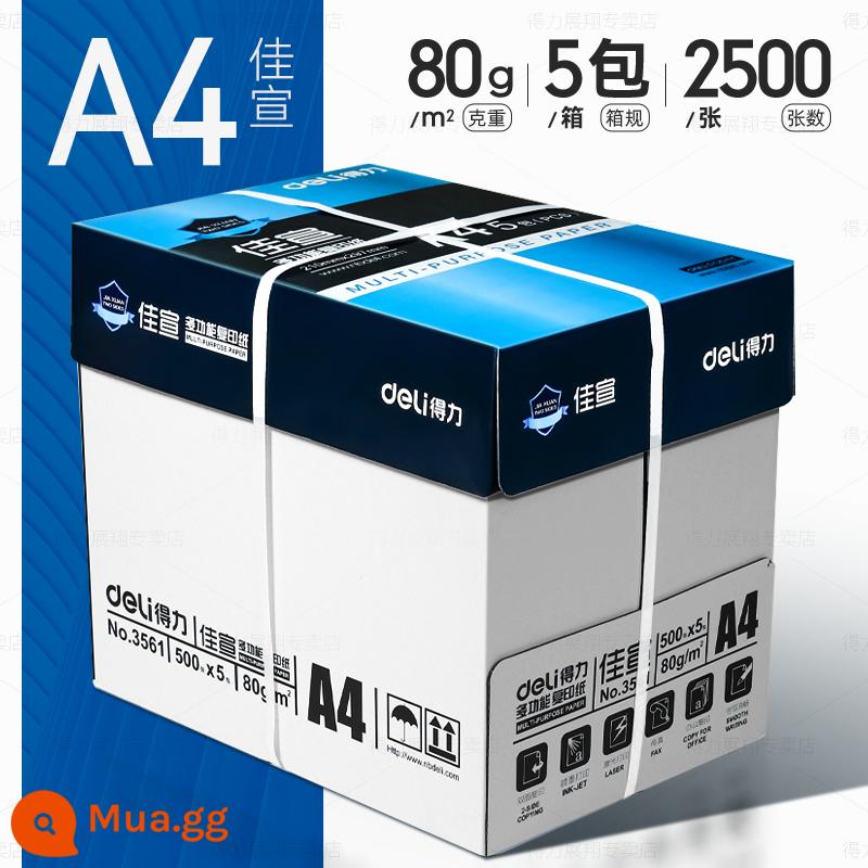 Giấy in và photocopy Deli A4 70g túi đeo vai 500 tờ văn phòng phẩm giấy trắng in a4 một hộp giấy nháp miễn phí vận chuyển cho học sinh Giấy in A4 nguyên hộp 70g 80g giấy photocopy a4 miễn phí vận chuyển - [Hot Sale/FCL] Jiaxuan 80g | 2500 tờ