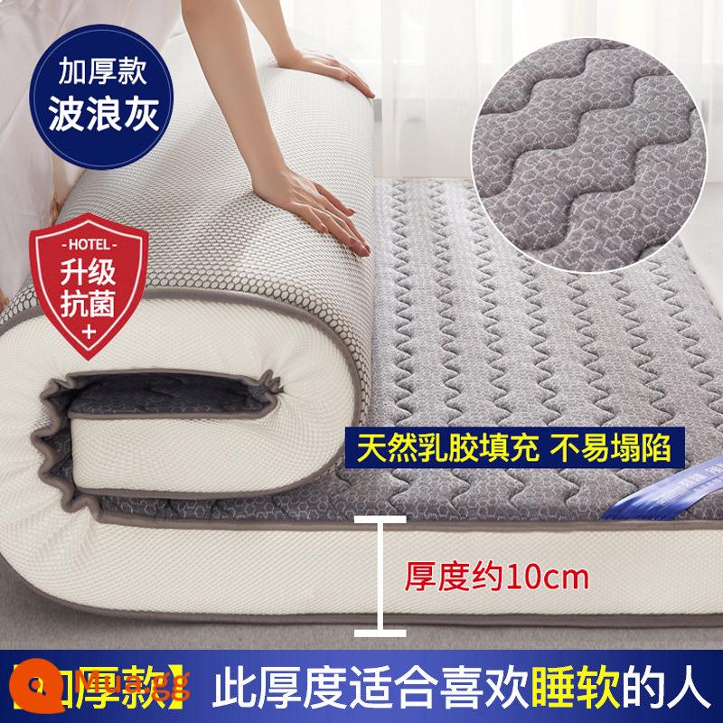 Nệm cao su đệm nhà dày ký túc xá sinh viên đơn chiếu tatami thảm xốp cho thuê chăn đặc biệt - [Phong cách cao su nâng cấp + Vải kháng khuẩn loại A] Xám sóng 10cm