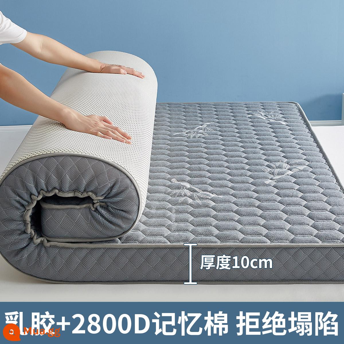 Nệm cao su đệm nhà tatami mat chăn dày ký túc xá sinh viên đơn miếng bọt biển cho thuê đặc biệt mat chăn - (Dày khoảng 10cm) Ba chiều - Xám lục giác [Áo công nghiệp 6 lớp mủ siêu dày + Vải kháng khuẩn, chống mạt loại A]