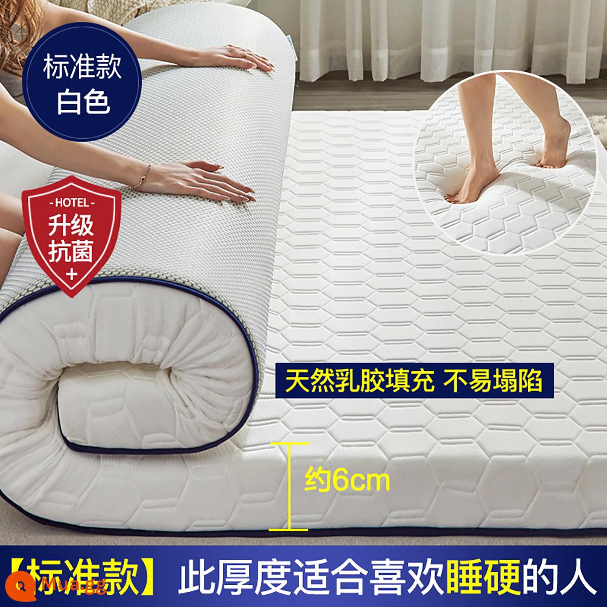 Nệm cao su đệm nhà dày ký túc xá sinh viên đơn chiếu tatami thảm xốp cho thuê chăn đặc biệt - Kháng khuẩn - Lục giác - Trắng 6cm