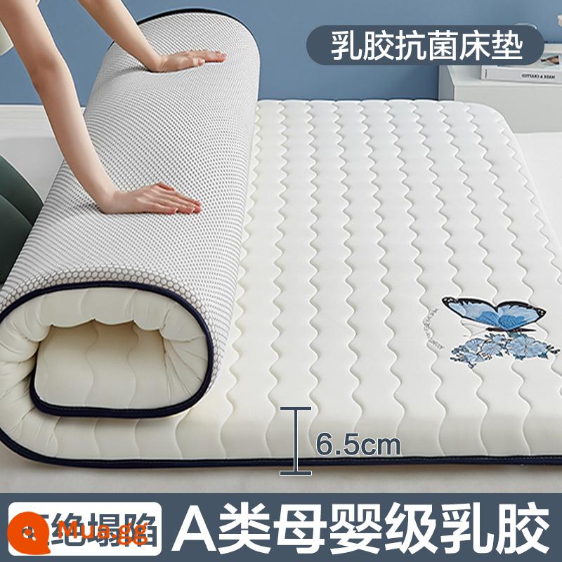 Nệm cao su đệm nhà tatami mat chăn dày ký túc xá sinh viên đơn miếng bọt biển cho thuê đặc biệt mat chăn - (Độ dày: khoảng 6.5cm) Màu trắng bướm [Áo công nghiệp 5 lớp mủ siêu dày + Vải kháng khuẩn, chống mạt loại A]