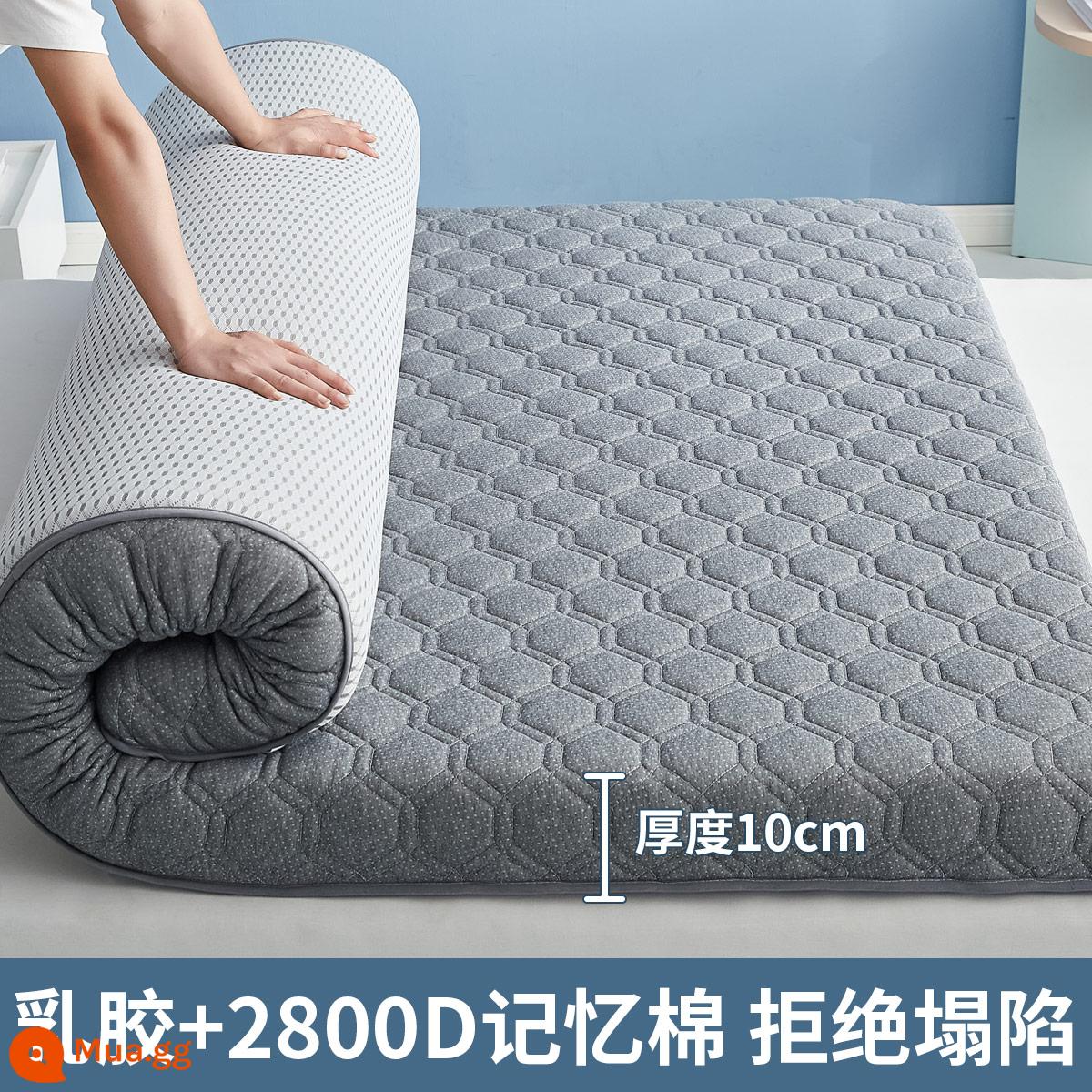 Nệm cao su đệm nhà tatami mat chăn dày ký túc xá sinh viên đơn miếng bọt biển cho thuê đặc biệt mat chăn - (Độ dày: khoảng 10cm) Lưới lục giác - xám [Áo công nghiệp 6 lớp mủ siêu dày + Vải kháng khuẩn, chống mạt loại A]