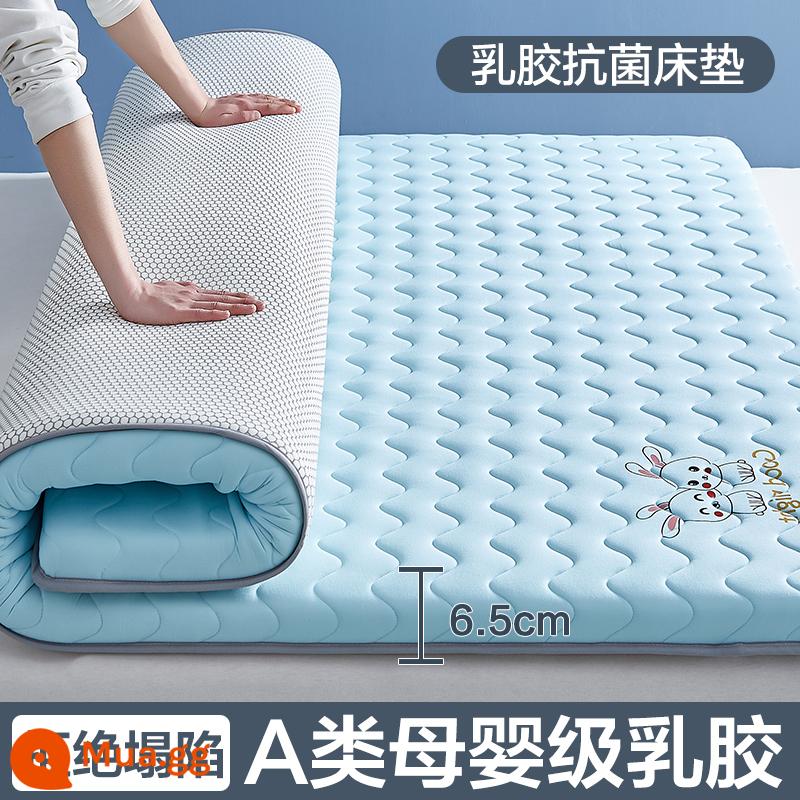 Nệm cao su đệm nhà tatami mat chăn dày ký túc xá sinh viên đơn miếng bọt biển cho thuê đặc biệt mat chăn - (Độ dày: khoảng 6.5cm) Thỏ Dễ Thương - Xanh lam [Áo công nghiệp được trang bị 5 lớp mủ siêu dày + Vải kháng khuẩn, chống mạt loại A]