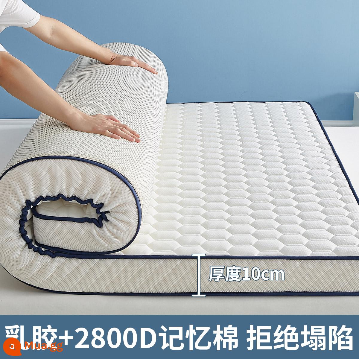 Nệm cao su đệm nhà tatami mat chăn dày ký túc xá sinh viên đơn miếng bọt biển cho thuê đặc biệt mat chăn - (Dày khoảng 10cm) Ba chiều - Lục giác trắng [Áo công nghiệp được trang bị 6 lớp mủ siêu dày + Vải kháng khuẩn, chống mạt loại A]