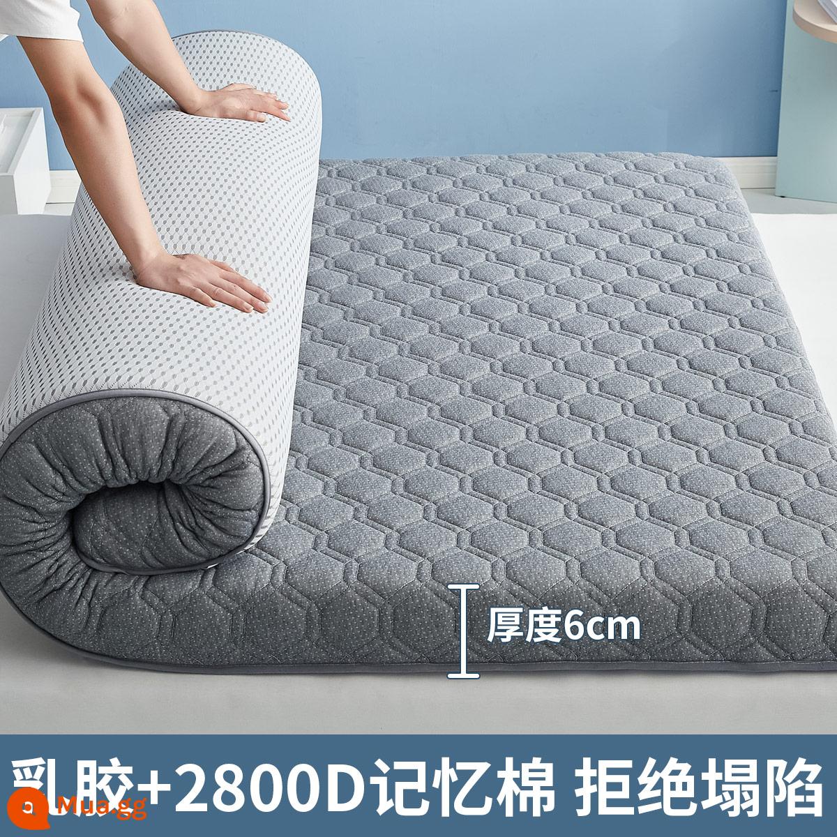 Nệm cao su đệm nhà tatami mat chăn dày ký túc xá sinh viên đơn miếng bọt biển cho thuê đặc biệt mat chăn - (Dày khoảng 6cm) Lưới lục giác - Xám [Áo công nghiệp 6 lớp mủ siêu dày + Vải kháng khuẩn, chống mạt loại A]