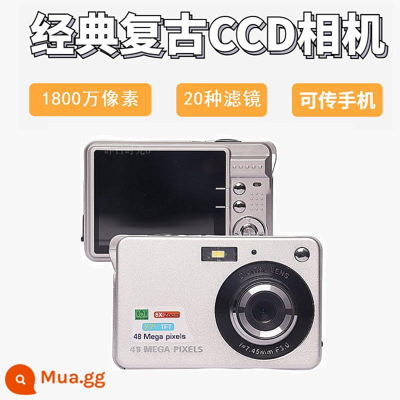Máy ảnh kỹ thuật số mới dành cho nữ máy ảnh CCD cấp đầu vào khuôn viên trường selfie Volg retro máy thẻ máy ảnh nhỏ - Model 01-Bạc / Pixel 1800W (20 bộ lọc)