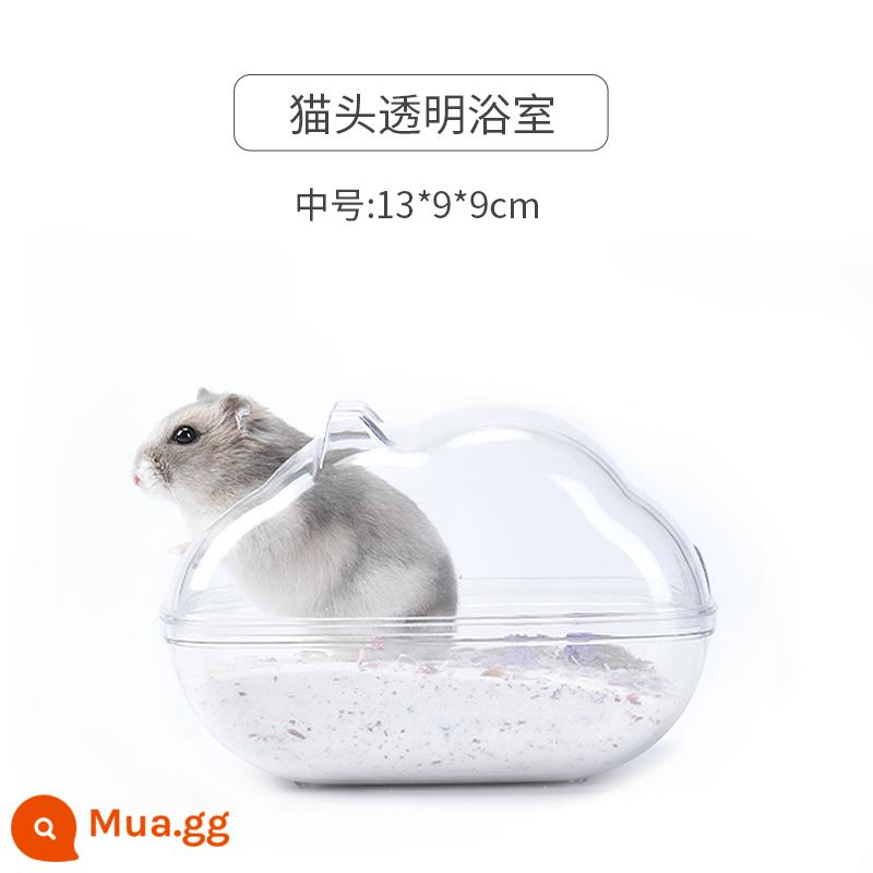 Phòng tắm Hamster hoàn toàn trong suốt nhà vệ sinh gấu vàng sử dụng kép phòng tắm chống văng cát tắm nước tiểu lưu vực cát nguồn cung cấp bên ngoài - Phòng tắm đầu mèo trong suốt cỡ vừa - thích hợp cho người lùn và đàn con