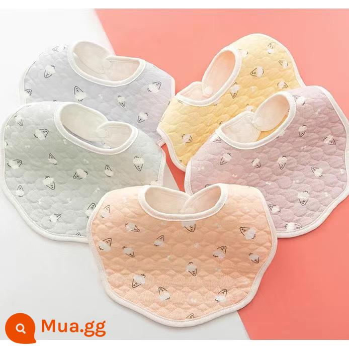 Khăn thấm nước bọt cotton nguyên chất cho bé sơ sinh 0-3 tuổi Yếm chống nước cho bé trai và bé gái Túi đựng nước bọt cho bé xoay 360 độ hình cánh hoa - (Hình chữ U chống thấm nước) Kem kiểu 5 gói