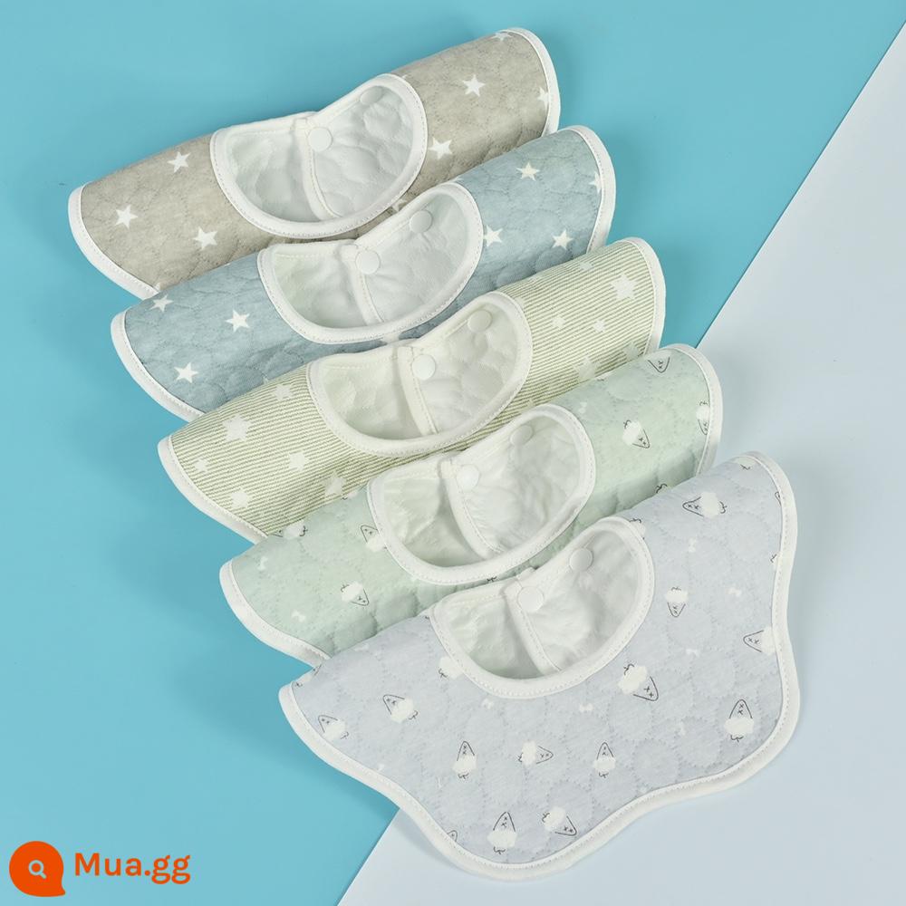 Khăn thấm nước bọt cotton nguyên chất cho bé sơ sinh 0-3 tuổi Yếm chống nước cho bé trai và bé gái Túi đựng nước bọt cho bé xoay 360 độ hình cánh hoa - (Chống nước 360 độ) Bé trai kết hợp C