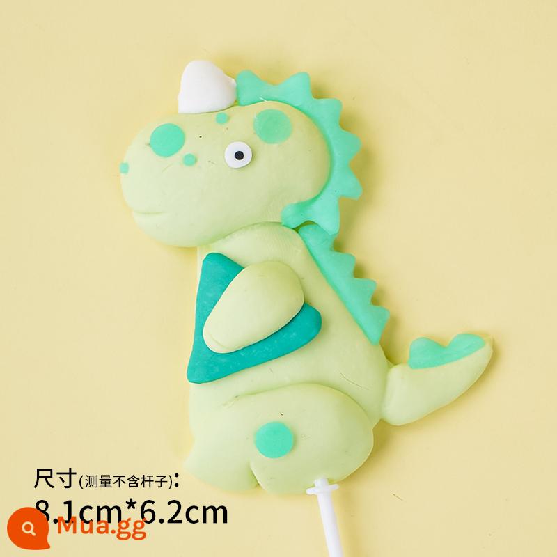 Trang trí bánh khủng long plug-in plug-in Tyrannosaurus rex nam sinh nhật bé một tuổi trẻ em Khủng long nhỏ kỷ Jura - Đất sét polymer khủng long hồng và xanh