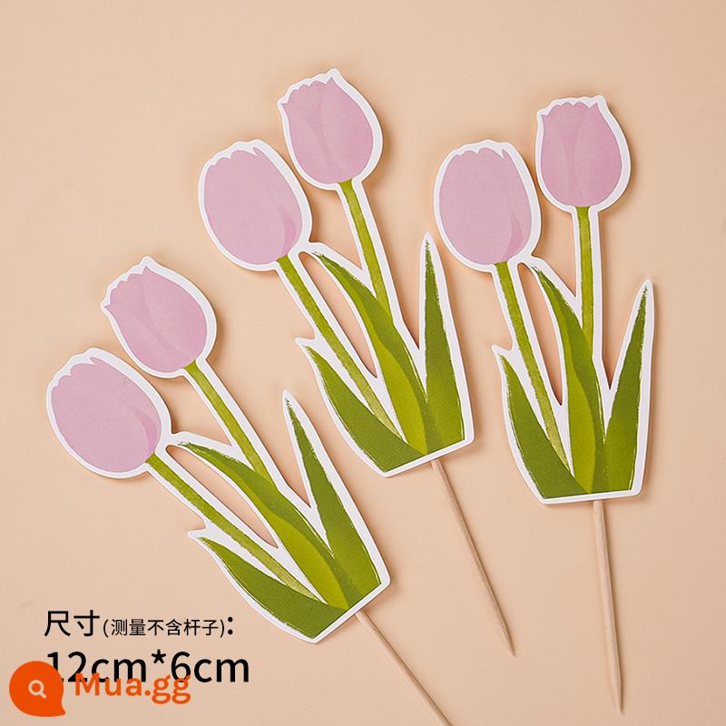 Ngày Của Mẹ Mô Phỏng Tulip Trang Trí Bánh Hoa Hồng Cẩm Chướng Lưới Đỏ Bao Quanh Nàng Tiên Cá Sợi Cắm - Giấy hoa tulip hồng 30 que