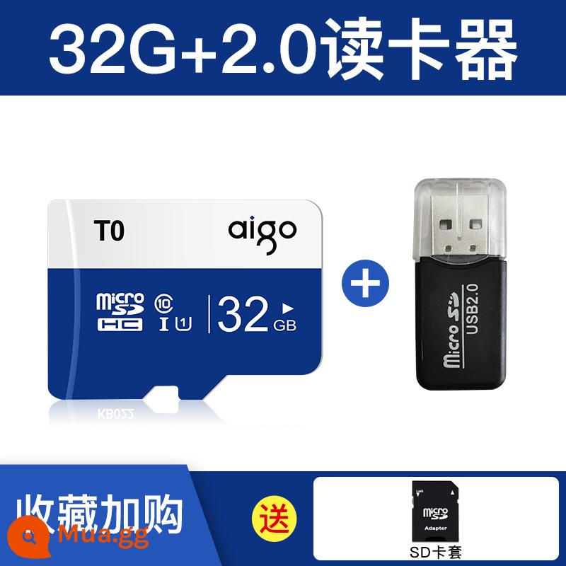 Thẻ nhớ yêu nước TF 32g thẻ nhớ lái xe ghi thẻ nhớ điện thoại di động ống kính chụp ảnh giám sát thẻ sd tốc độ cao 64g - 32G [Mẫu bán chạy tốc độ cao T0 + đầu đọc thẻ 2.0] đi kèm với bao đựng thẻ SD