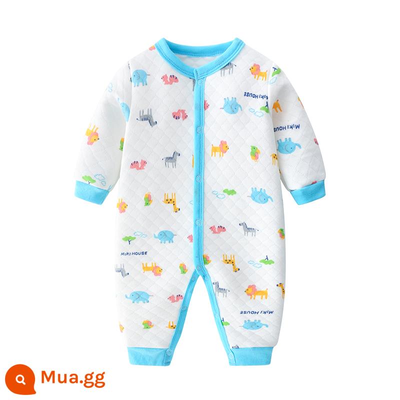 Áo Liền Quần Cho Bé Thu Đông Dày Chần Bông Mùa Xuân Cotton Nguyên Chất Bộ Đồ Ngủ Ấm Áp Nam Nữ Quần Áo Liền Quần Dài Tay Dễ Thương - Giữ ấm bữa tiệc động vậtB25