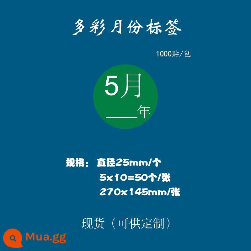 Giấy nhãn 1-12 tháng nhãn phân loại hàng quý vào trước ra trước in nhãn dán màu hình tròn tùy chỉnh tự dính - May-tròn 25mm=1000 miếng dán