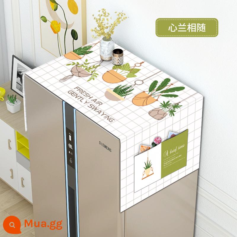 Che bụi tủ lạnh vải che bụi lò vi sóng 1 cửa 2 cửa tủ lạnh bao khăn máy giặt bụi vải - Hoa lan tim đi cùng bạn