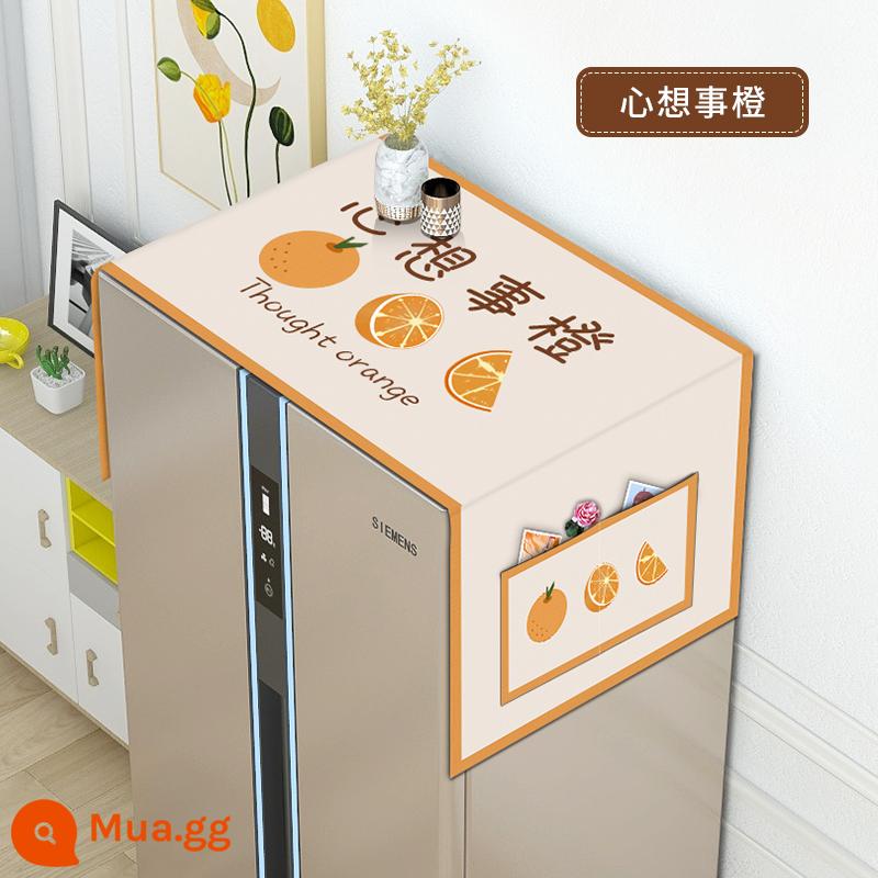 Che bụi tủ lạnh vải che bụi lò vi sóng 1 cửa 2 cửa tủ lạnh bao khăn máy giặt bụi vải - ước mơ màu cam