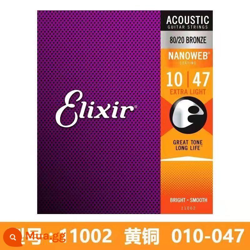 Chuỗi guitar ilix Rust -Proof Bộ Taylor Guitar Universal String Lớp phủ 16052elixir - Lớp phủ siêu mỏng bằng đồng thau 11002