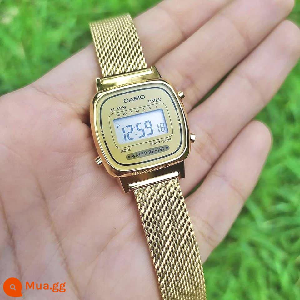 Đồng hồ CASIO pin vuông nhỏ cổ điển với bảy năm trong cùng một chiếc đồng hồ nhỏ màu bạc A168WA-1W/LA670/F91 - LA670WEMY-9D Vàng Milan Nữ