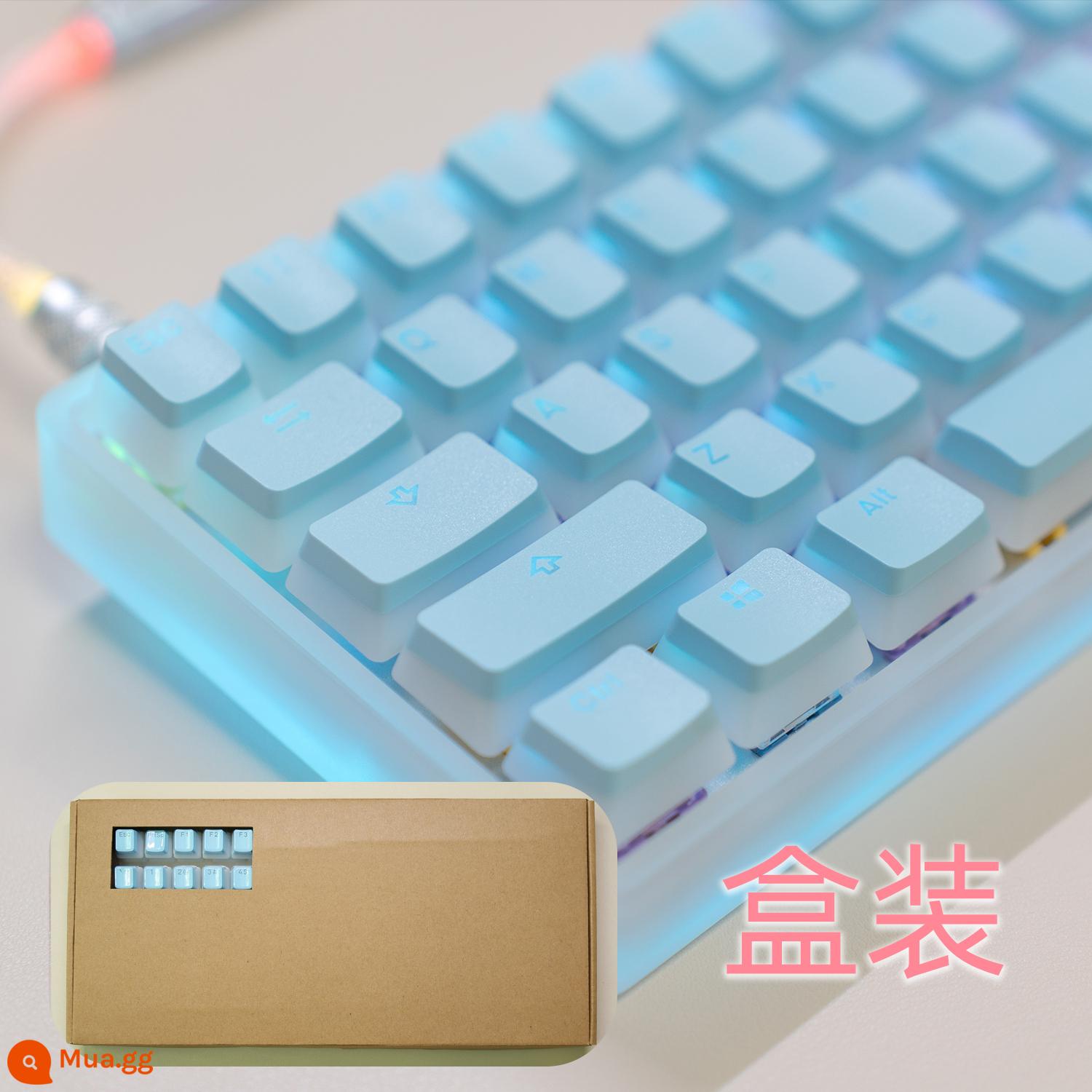 Phiên bản mới của keycap truyền ánh sáng bánh pudding sữa hai lớp đã đóng cổng PBT hai màu không nước OEM 61/68/84/87/104, v.v. - Màu xanh [phiên bản nâng cấp] 117 miếng (đóng hộp) 61/68/84/87/104