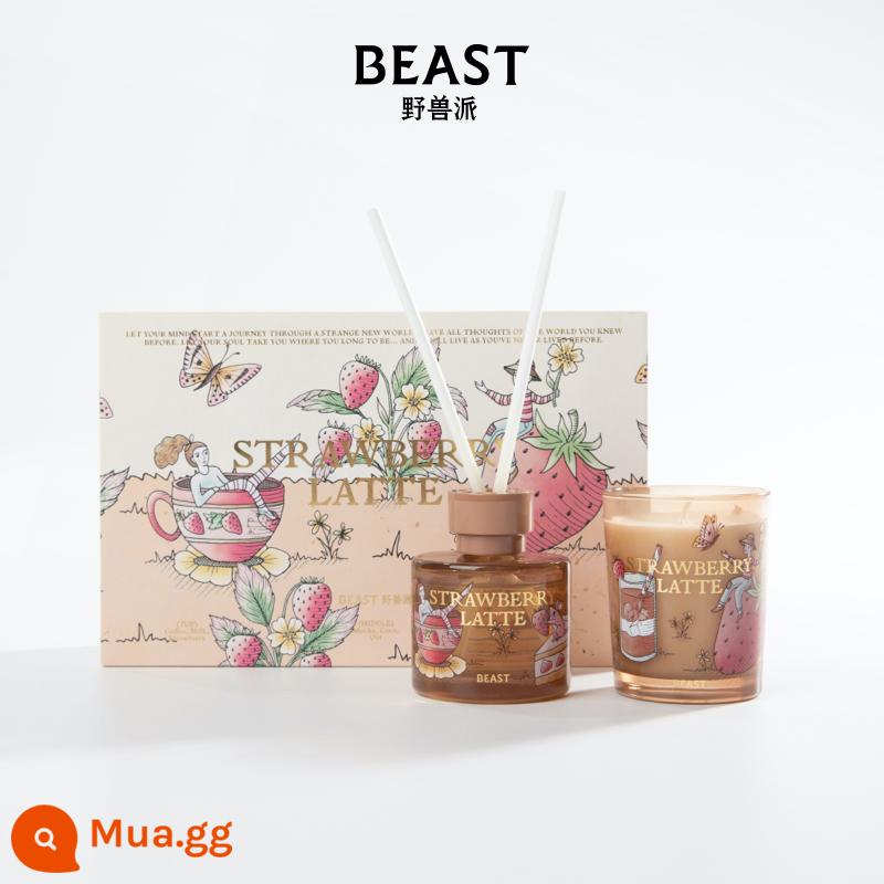 THEBEAST Quái Thú Hương Thơm Xông Phòng Tặng Nến Thơm Hộ Gia Đình Máy Khuếch Tán Tinh Dầu Giáng Sinh Quà Cưới Nữ - Hộp quà hương thơm-latte dâu