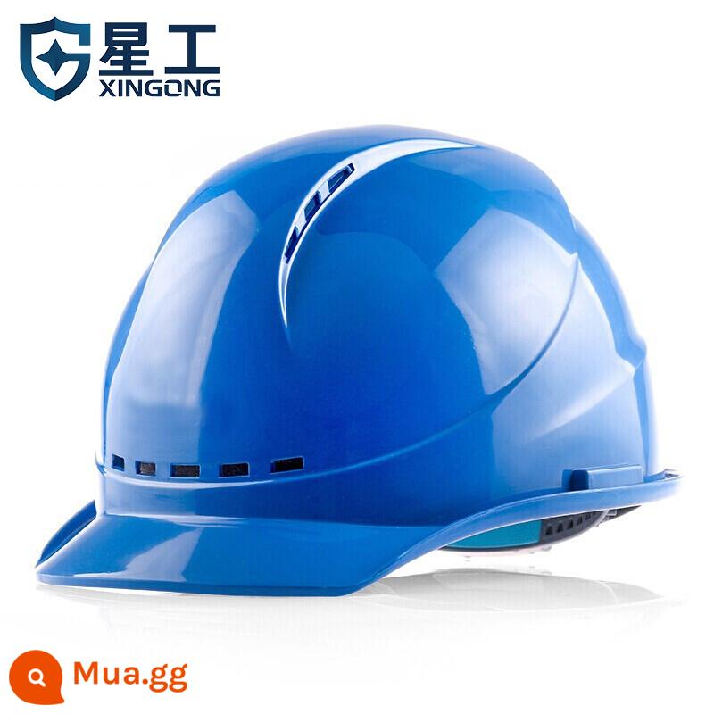 Xinggong trắng mũ cứng công trường xây dựng tiêu chuẩn quốc gia dày thoáng khí tùy chỉnh in logo lãnh đạo xây dựng nhẹ mũ cứng - XGA-6 màu xanh