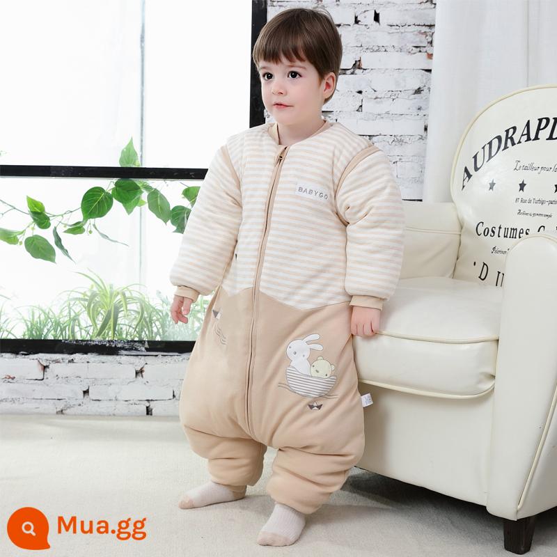 Túi ngủ cho bé mùa thu đông bé chia chân mùa đông trẻ em cotton dày dặn mùa xuân và mùa thu mỏng phần chăn chống đá túi ngủ trẻ em - Chất liệu cotton dày màu 1835A (không có miếng bọc chân)