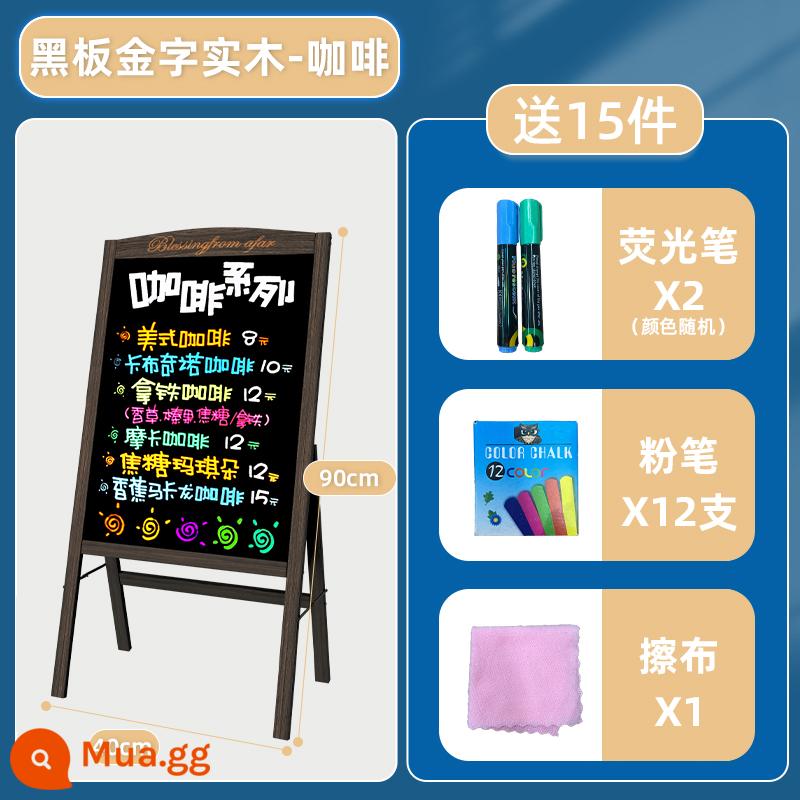 Bảng đen biển quảng cáo gian hàng bảng huỳnh quang cửa hàng bảng đen nhỏ với khung thẻ hiển thị loại bảng viết tay phát sáng thương mại - Bảng đen chữ vàng gỗ nguyên khối 40*60 nâu (không dạ quang)