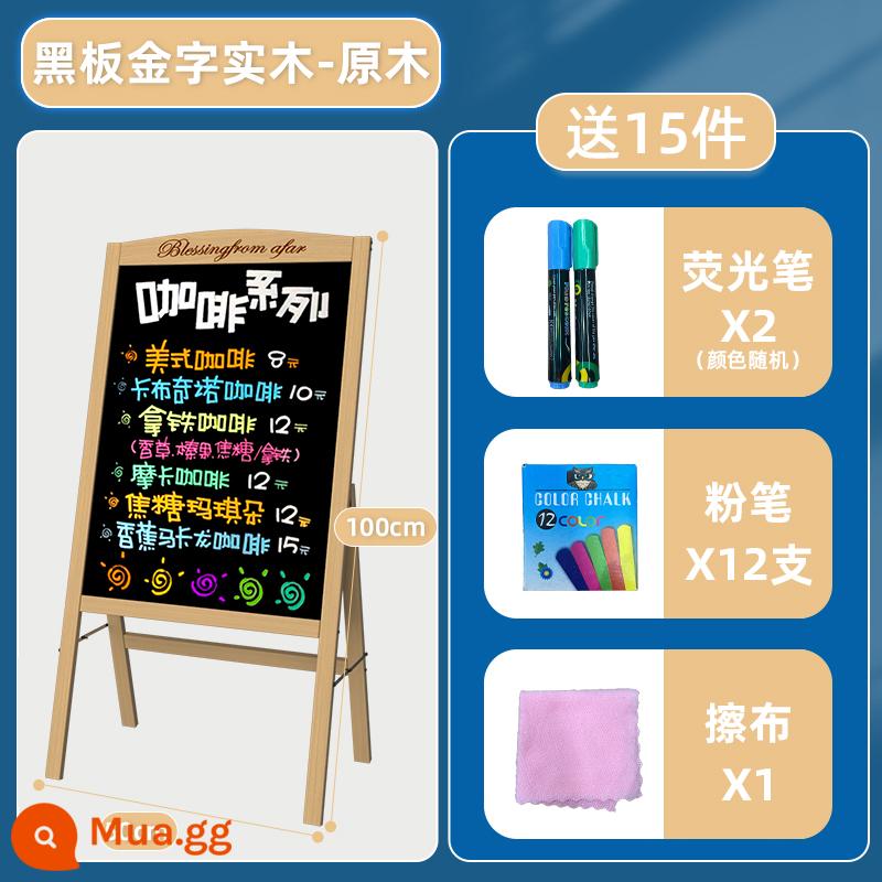 Bảng đen biển quảng cáo gian hàng bảng huỳnh quang cửa hàng bảng đen nhỏ với khung thẻ hiển thị loại bảng viết tay phát sáng thương mại - Bảng đen gỗ nguyên khối chữ vàng 50*70 log (không dạ quang)