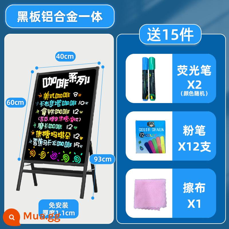 Bảng đen biển quảng cáo gian hàng bảng huỳnh quang cửa hàng bảng đen nhỏ với khung thẻ hiển thị loại bảng viết tay phát sáng thương mại - Bảng đen hợp kim nhôm 1 mảnh 40*60 (không dạ quang)