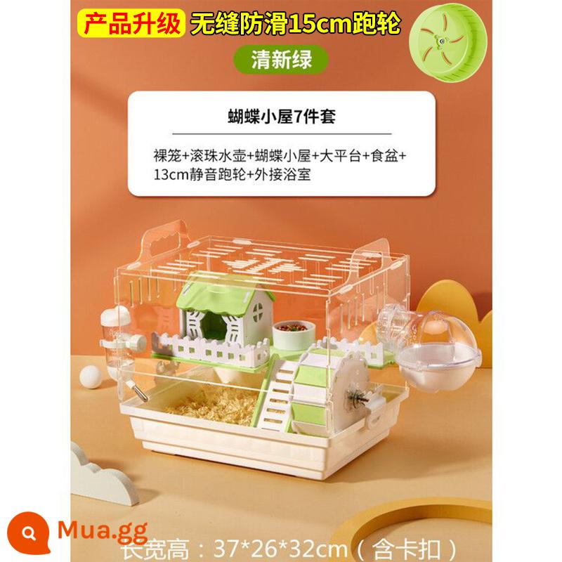 Lồng Hamster lồng gấu vàng đặc biệt biệt thự lớn giá rẻ hộp nhân giống acrylic 2 lớp cung cấp trọn bộ - [Giảm giá nhanh tiết kiệm tiền] Bộ 7 món Nhà bướm lồng Hamster Xanh tươi