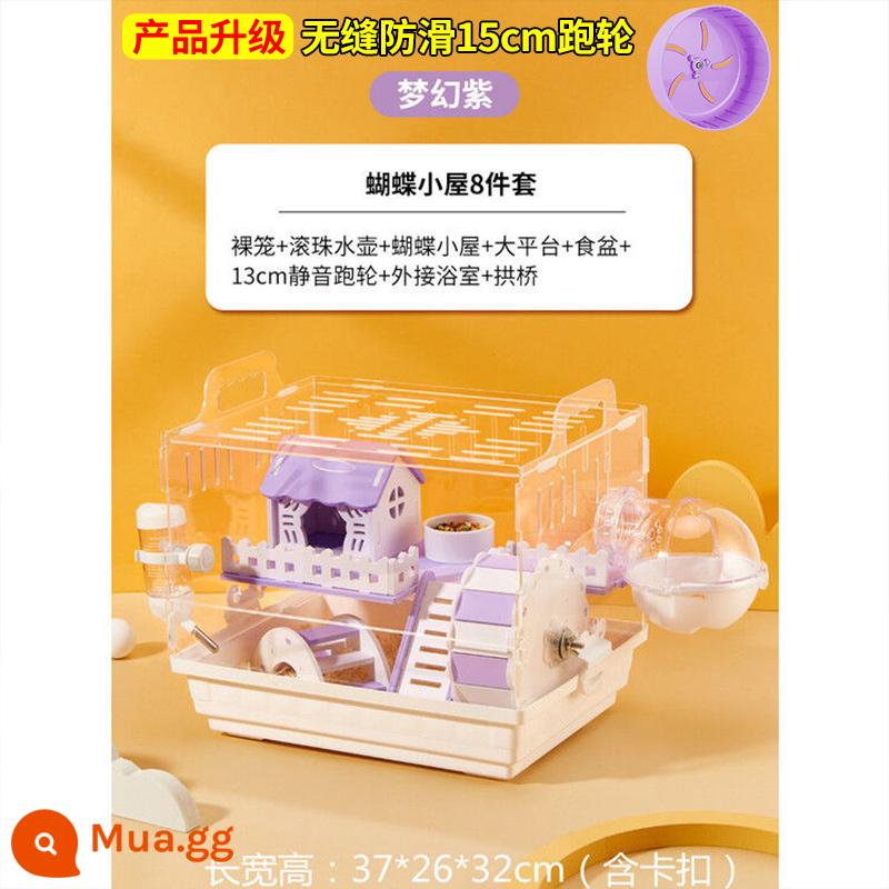 Lồng Hamster lồng gấu vàng đặc biệt biệt thự lớn giá rẻ hộp nhân giống acrylic 2 lớp cung cấp trọn bộ - [Ưu Đãi Đặc Biệt Mới] Bộ 8 Món Nhà Bướm Lồng Hamster Tím Trắng