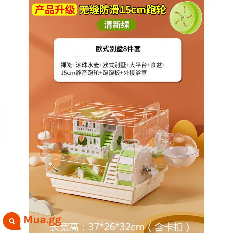 Lồng Hamster lồng gấu vàng đặc biệt biệt thự lớn giá rẻ hộp nhân giống acrylic 2 lớp cung cấp trọn bộ - Bộ chuồng Hamster biệt thự phong cách Châu Âu 8 món xanh tươi