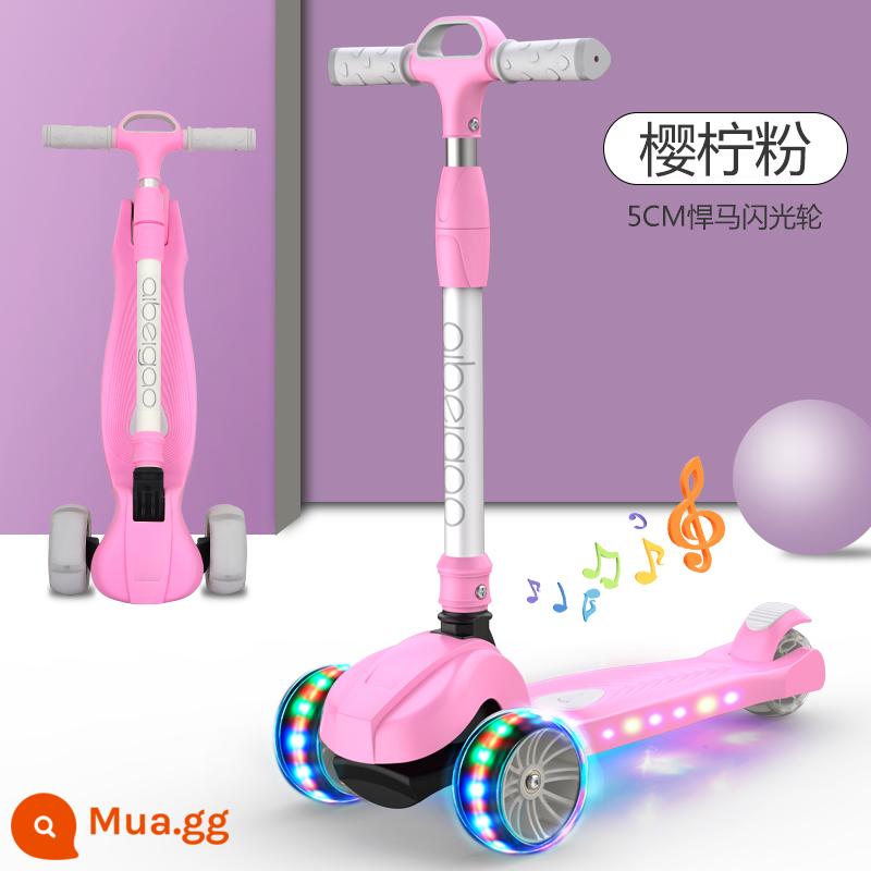 Xe trượt Scooter trẻ em 2-3-6-8 tuổi xe trượt 3 bánh flash bé trai và bé gái bé có thể nâng đồ chơi xe yo-yo - [Princess Pink - Khả năng tải 500 catties] Bánh xe flash 5CM + lều nhạc + tấm nylon hai lớp + tay lái hợp kim nhôm