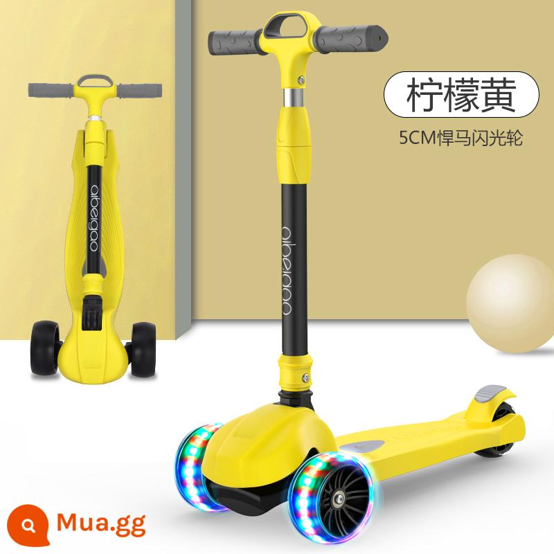 Xe trượt Scooter trẻ em 2-3-6-8 tuổi xe trượt 3 bánh flash bé trai và bé gái bé có thể nâng đồ chơi xe yo-yo - "Màu vàng chanh - tải trọng 500 catties" Bánh xe flash 5CM + tấm nylon hai lớp + tay lái hợp kim nhôm