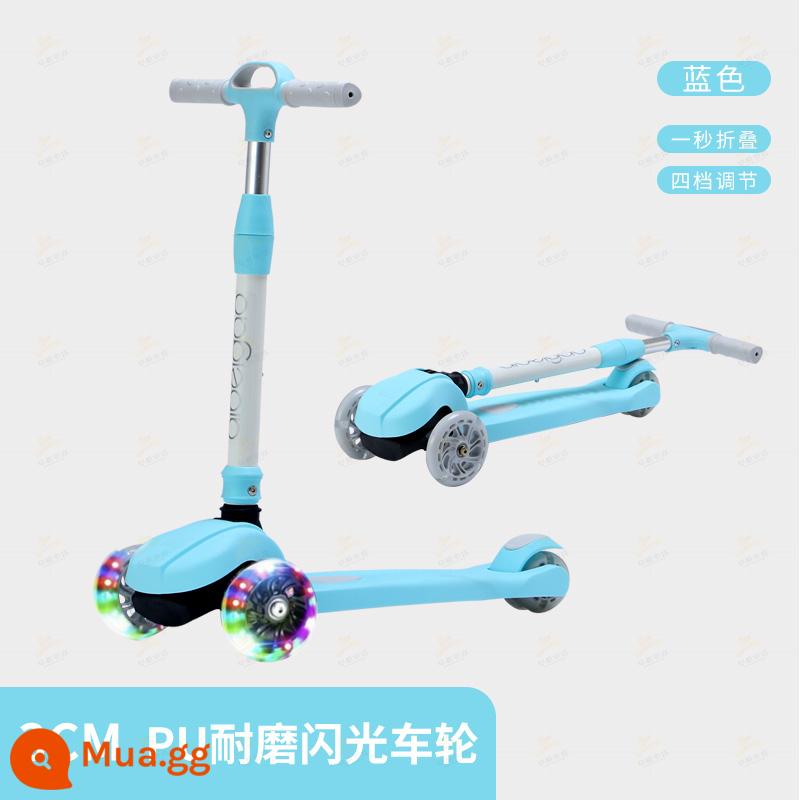 Xe trượt Scooter trẻ em 2-3-6-8 tuổi xe trượt 3 bánh flash bé trai và bé gái bé có thể nâng đồ chơi xe yo-yo - Màu xanh da trời/Bánh xe 3CM + tay lái bằng hợp kim nhôm