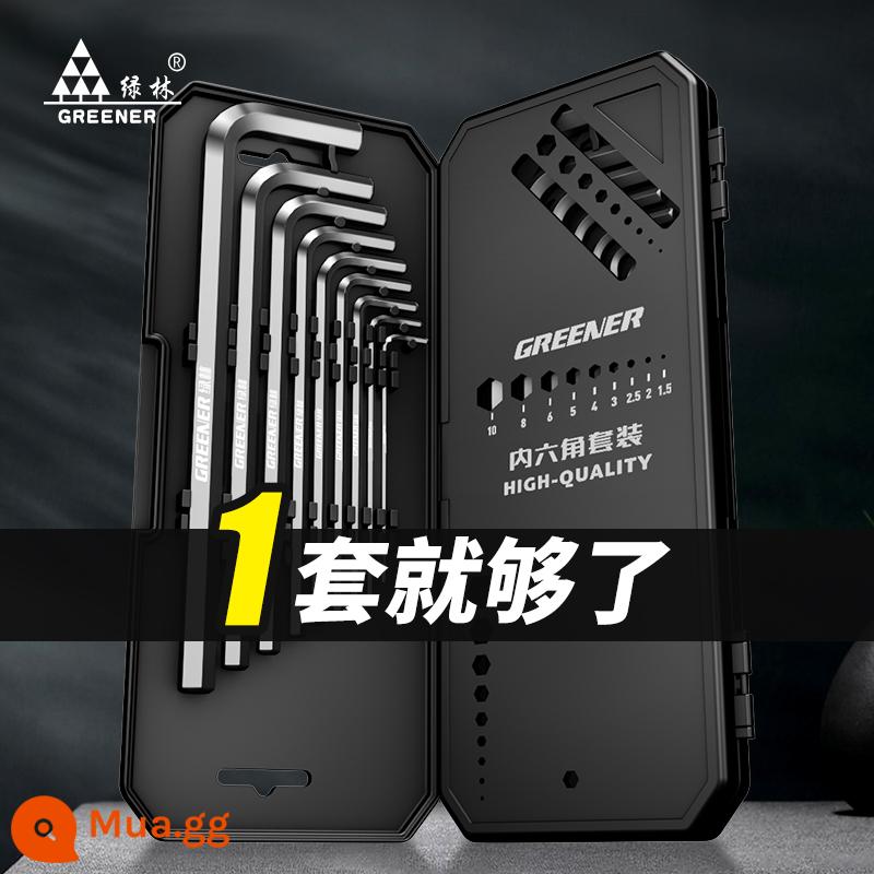 Rừng Xanh Bên Trong Bộ Cờ Lê Lục Giác Đa Năng 6 Góc Tua Vít Bên Trong Sáu Hoa Kéo Dài Dụng Cụ Tự Động Lục Giác Lục Giác - [Glory Black] Bộ 9 đầu bóng mở rộng