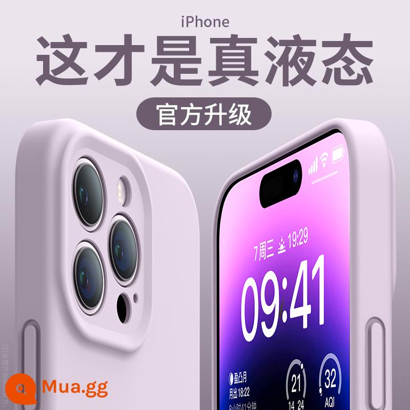 Thích hợp cho vỏ điện thoại di động Apple 14promax mới màu tím đậm iPhone13Pro silicone lỏng 12pm ống kính chống rơi toàn diện 11 màu trơn mẫu nữ cộng với cặp nam cao cấp đơn giản i - [Cỏ tím]