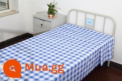 Chăn ga gối bệnh viện 3 mảnh giường y tế xanh dương xanh đỏ sọc trắng T/C cotton pha ga trải giường vỏ chăn gối - Kiểu ba mảnh cotton ca rô màu xanh