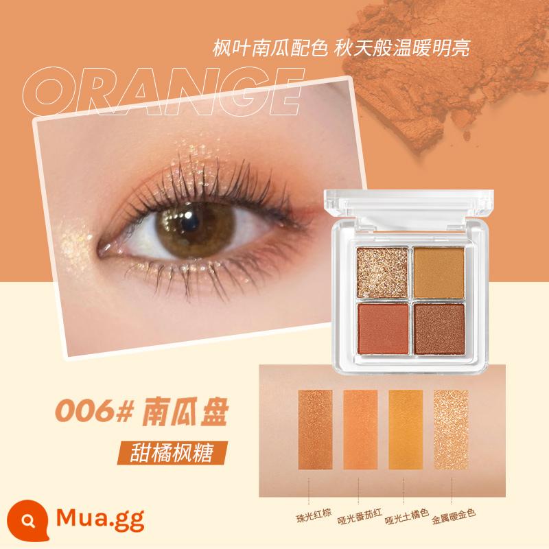 Bảng phấn mắt mini bốn màu UKISS 2022 new ins super fire sequin matte màu đất thương hiệu thích hợp - 006#Siro phong cam ngọt (đĩa bí ngô)