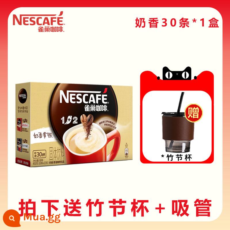 Bột cà phê hòa tan latte hương vị sữa cổ điển của Nestle ngọt ngào 3 trong 1 không đường hàng đầu chính thức của cửa hàng hàng đầu - Hương sữa 30 miếng/hộp ❤Cốc tre nổi tiếng trên mạng miễn phí