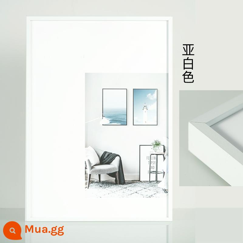 Mặt hẹp khung tranh hợp kim nhôm gắn khung ảnh treo tường triển lãm quảng cáo khung poster khung tranh ghép hình dễ dàng lắp đặt và tùy chỉnh - Trắng