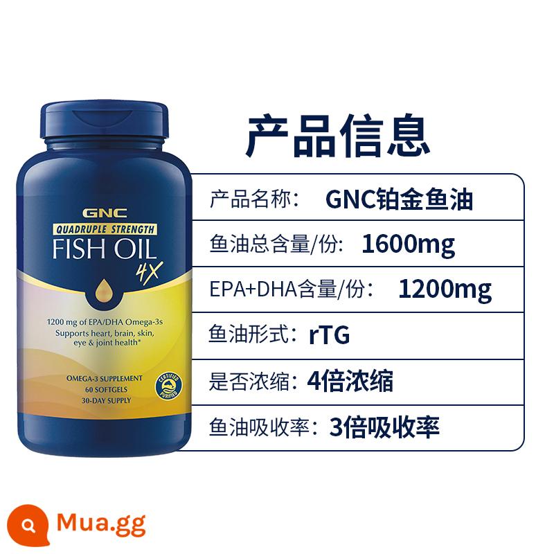 Dầu cá biển sâu có độ tinh khiết cao gnc của Mỹ dầu gan cá tuyết epa omega3 fitness dha viên nang mềm dành cho người lớn dành cho người trung niên và người cao tuổi - Dầu cá 4 lần 1600mg 60 viên