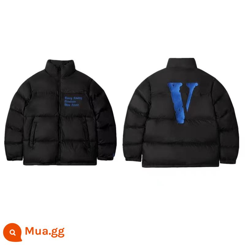 Chính Hãng VLONE Xuống Áo Khoác Đệm Lớn V Gothic Thêu Chữ Cổ Đứng Ấm Rời Mùa Đông Mỹ Áo Khoác - Chữ V lớn màu đen và xanh [hỗ trợ nhận dạng sản phẩm chính hãng]