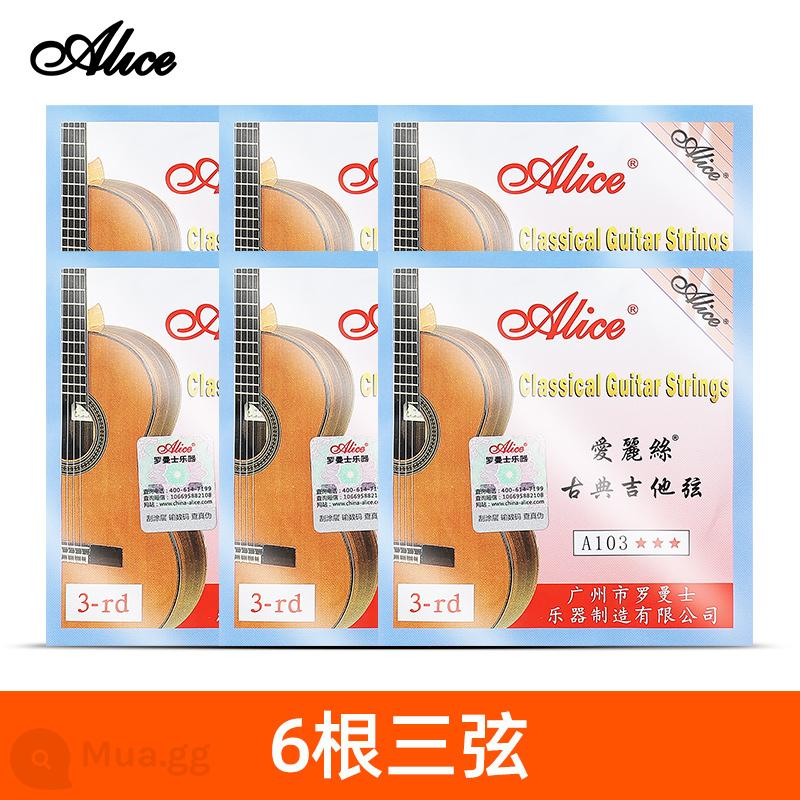 Bộ 6 dây đàn guitar cổ điển Alice 1-6 dây 1 dây nylon đơn phụ kiện đàn guitar cổ điển - 6 tam huyền