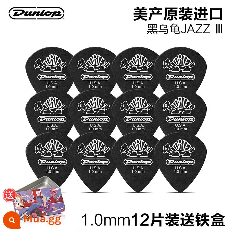 12 miếng gảy đàn Dunlop đàn guitar điện Dunlop chơi nhanh chống trượt đàn guitar dân gian gảy đàn jazz chú rùa nhỏ - 12 miếng | Quạ đen | 1.0mm