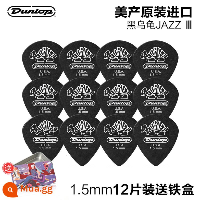 12 miếng gảy đàn Dunlop đàn guitar điện Dunlop chơi nhanh chống trượt đàn guitar dân gian gảy đàn jazz chú rùa nhỏ - 12 miếng|Rùa đen|1.5mm