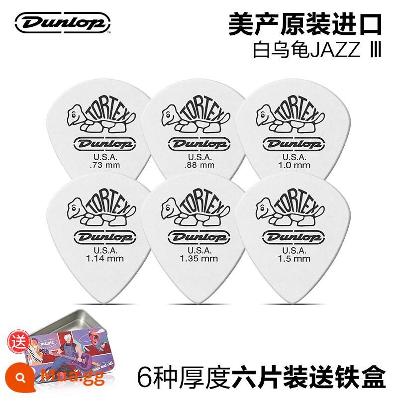 12 miếng gảy đàn Dunlop đàn guitar điện Dunlop chơi nhanh chống trượt đàn guitar dân gian gảy đàn jazz chú rùa nhỏ - 6 miếng | rùa trắng (mỗi miếng dày 6 miếng)